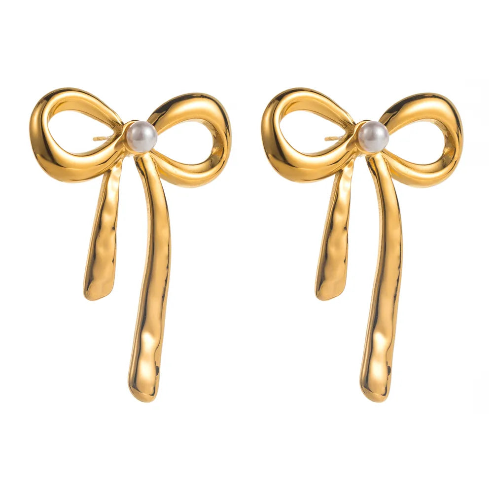 1 Pair Casual Vacation Classic Style Flower Bow Knot Inlay Imitation Pearl Alloy Pearl Gold Plated Silver Plated Ear Studs