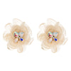 1 Pair Casual Vacation Classic Style Flower Inlay Alloy Cloth Glass Silver Plated Ear Studs