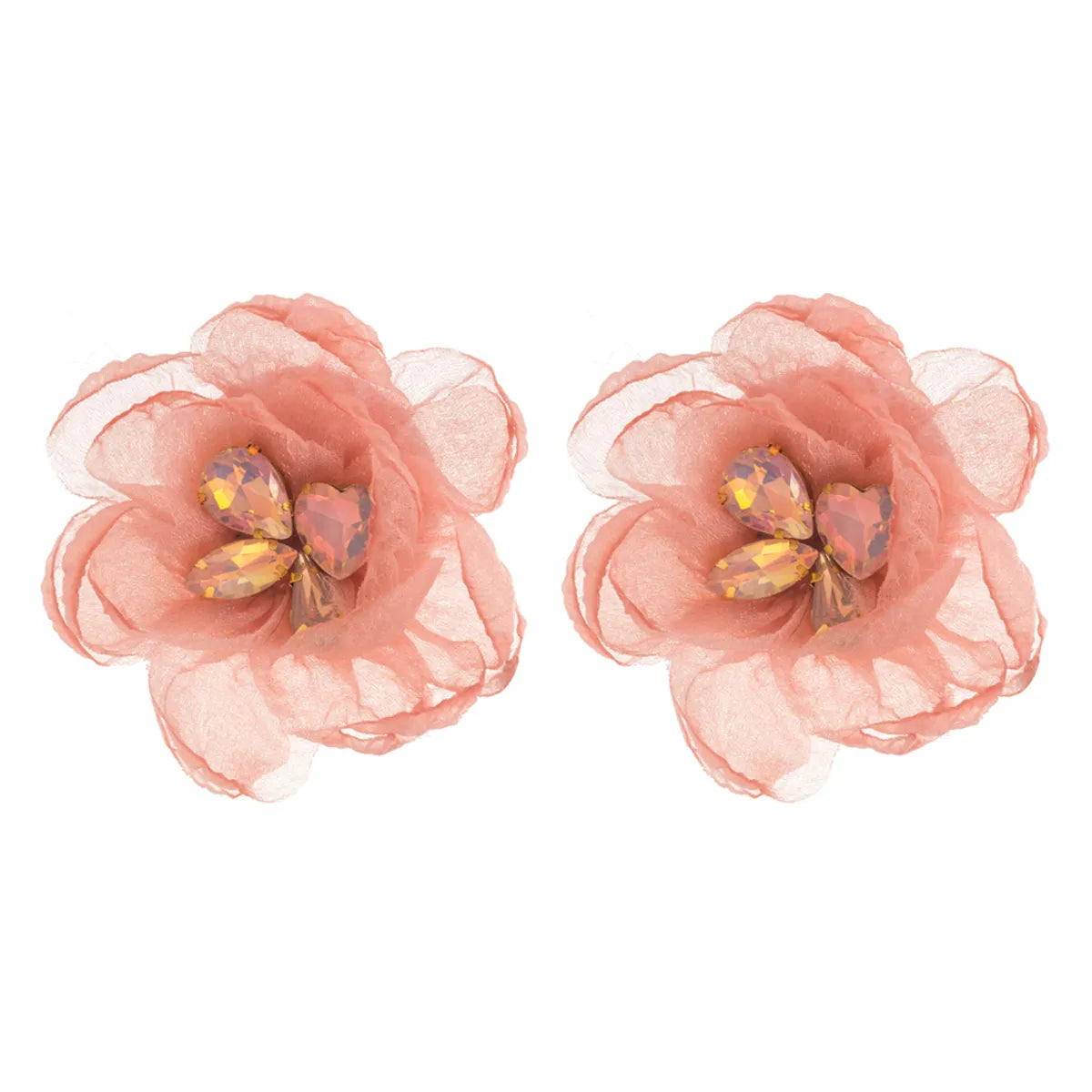 1 Pair Casual Vacation Classic Style Flower Inlay Alloy Cloth Glass Silver Plated Ear Studs