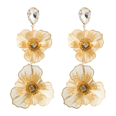 1 Pair Casual Vacation Classic Style Flower Inlay Alloy Glass Rhinestones Gold Plated Silver Plated Drop Earrings