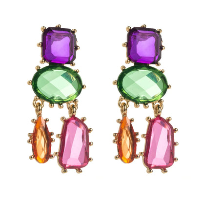 1 Pair Casual Vacation Classic Style Geometric Inlay Alloy Resin Gold Plated Drop Earrings