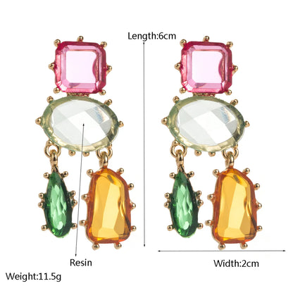 1 Pair Casual Vacation Classic Style Geometric Inlay Alloy Resin Gold Plated Drop Earrings