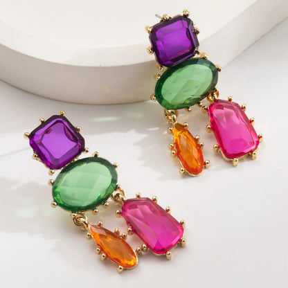 1 Pair Casual Vacation Classic Style Geometric Inlay Alloy Resin Gold Plated Drop Earrings