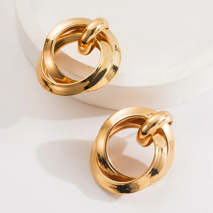 1 Pair Casual Vacation Classic Style Geometric Solid Color Alloy Gold Plated Ear Studs