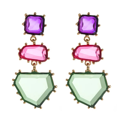 1 Pair Casual Vacation Classic Style Irregular Geometric Square Inlay Alloy Resin Gold Plated Drop Earrings