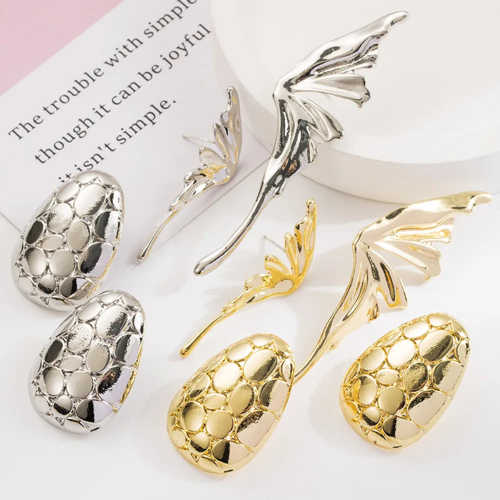 1 Pair Casual Vacation Classic Style Oval Wings Alloy Gold Plated Silver Plated Ear Studs