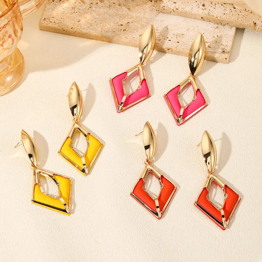 1 Pair Casual Vacation Classic Style Rhombus Plating Iron Drop Earrings