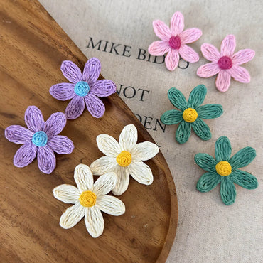 1 Pair Casual Vacation Classic Style Sunflower Alloy Raffia Ear Studs