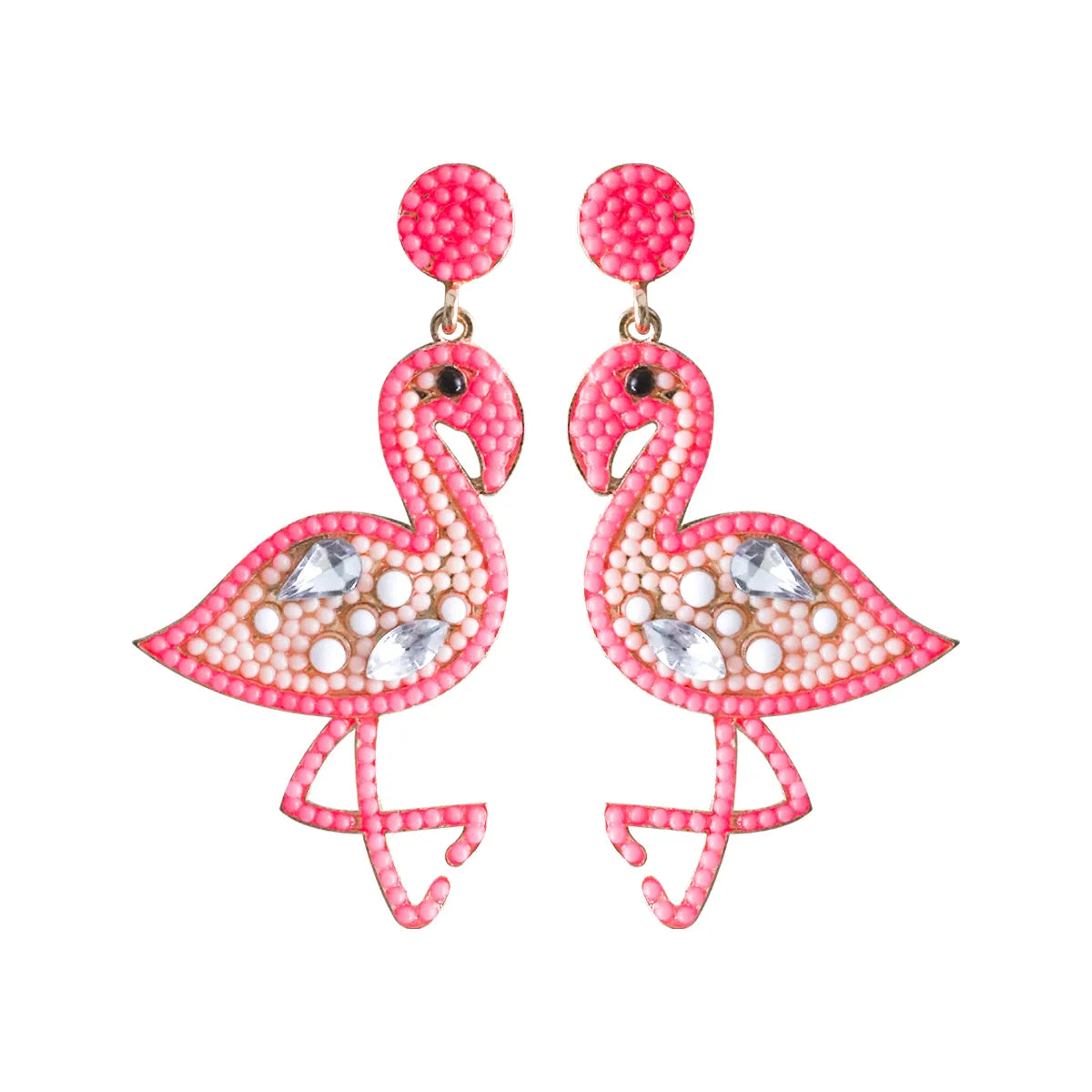 1 Pair Casual Vacation Flamingo Inlay Alloy Resin Drop Earrings