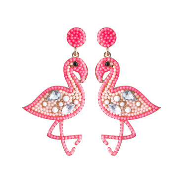 1 Pair Casual Vacation Flamingo Inlay Alloy Resin Drop Earrings