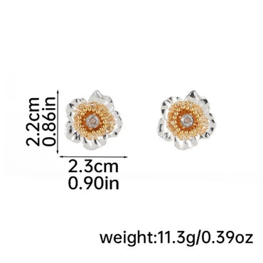 1 Pair Casual Vacation Flower Inlay Copper Zircon 18K Gold Plated Silver Plated Ear Studs