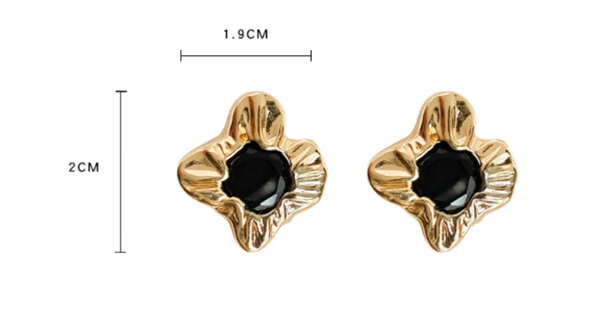 1 Pair Casual Vacation Geometric Inlay Copper Zircon 14K Gold Plated Ear Studs