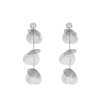 1 Pair Casual Vacation Leaf Inlay Copper Zircon Drop Earrings