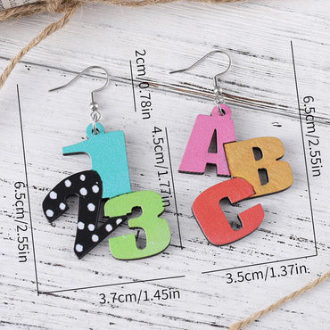 1 Pair Casual Vacation Letter Number Wood Drop Earrings