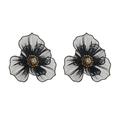 1 Pair Casual Vacation Modern Style Flower Hollow Out Inlay Alloy Rhinestones Gold Plated Silver Plated Ear Studs