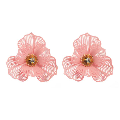 1 Pair Casual Vacation Modern Style Flower Hollow Out Inlay Alloy Rhinestones Gold Plated Silver Plated Ear Studs