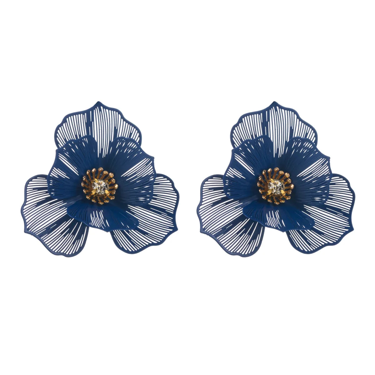 1 Pair Casual Vacation Modern Style Flower Hollow Out Inlay Alloy Rhinestones Gold Plated Silver Plated Ear Studs