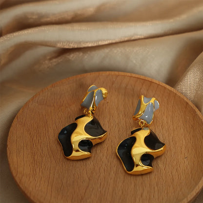 1 Pair Casual Vacation Modern Style Irregular Enamel Plating Copper 18k Gold Plated Drop Earrings