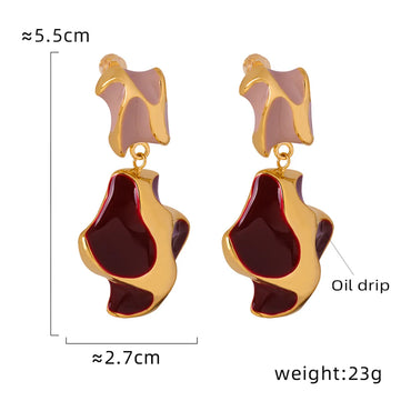 1 Pair Casual Vacation Modern Style Irregular Enamel Plating Copper 18k Gold Plated Drop Earrings