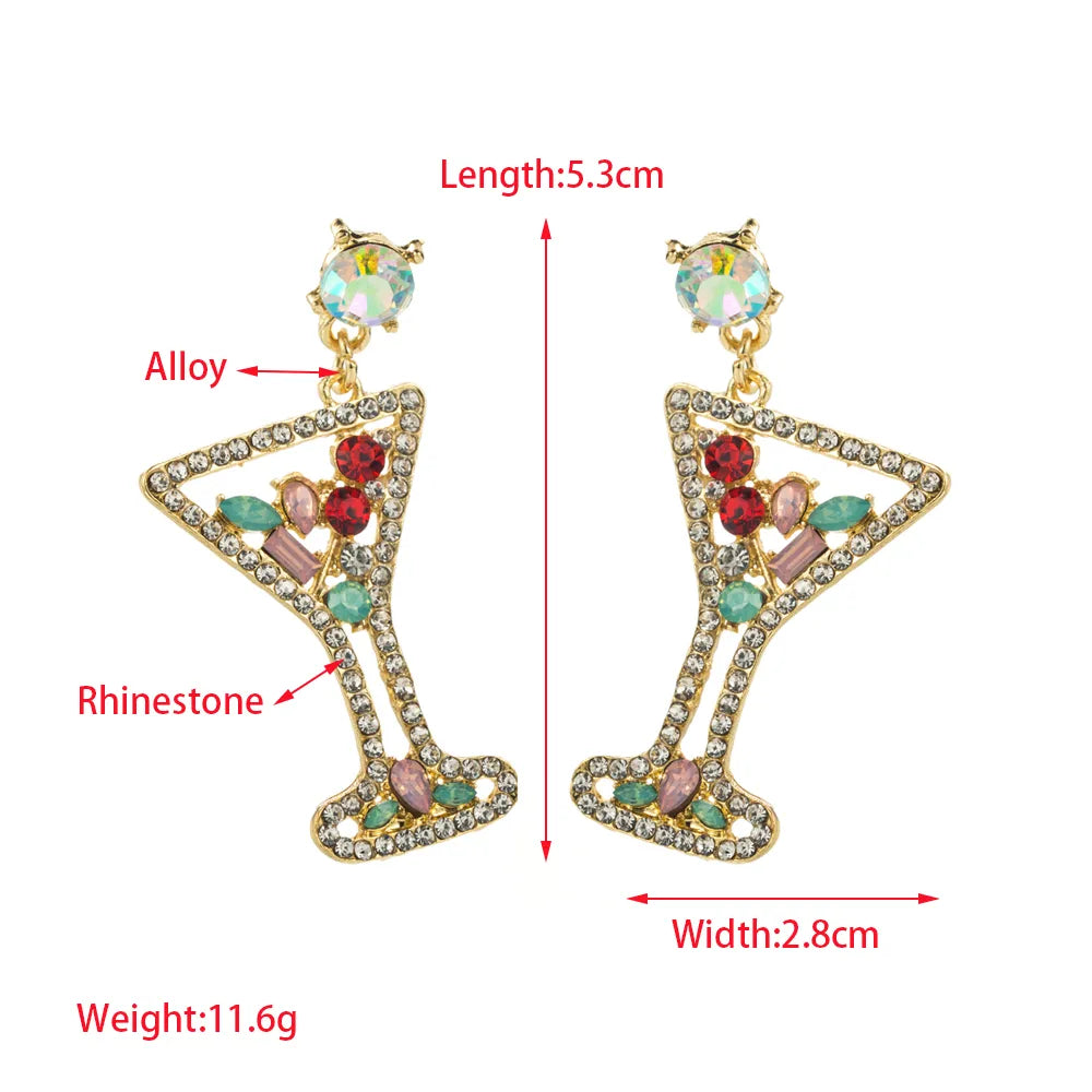 1 Pair Casual Vacation Modern Style Wine Glass Inlay Alloy Rhinestones Drop Earrings