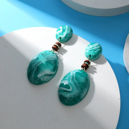 1 Pair Casual Vacation Oval Synthetic Resin Drop Earrings