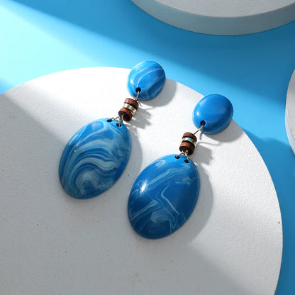 1 Pair Casual Vacation Oval Synthetic Resin Drop Earrings