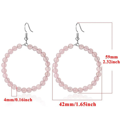 1 Pair Casual Vacation Round Beaded Plating Alloy Natural Stone Crystal Drop Earrings