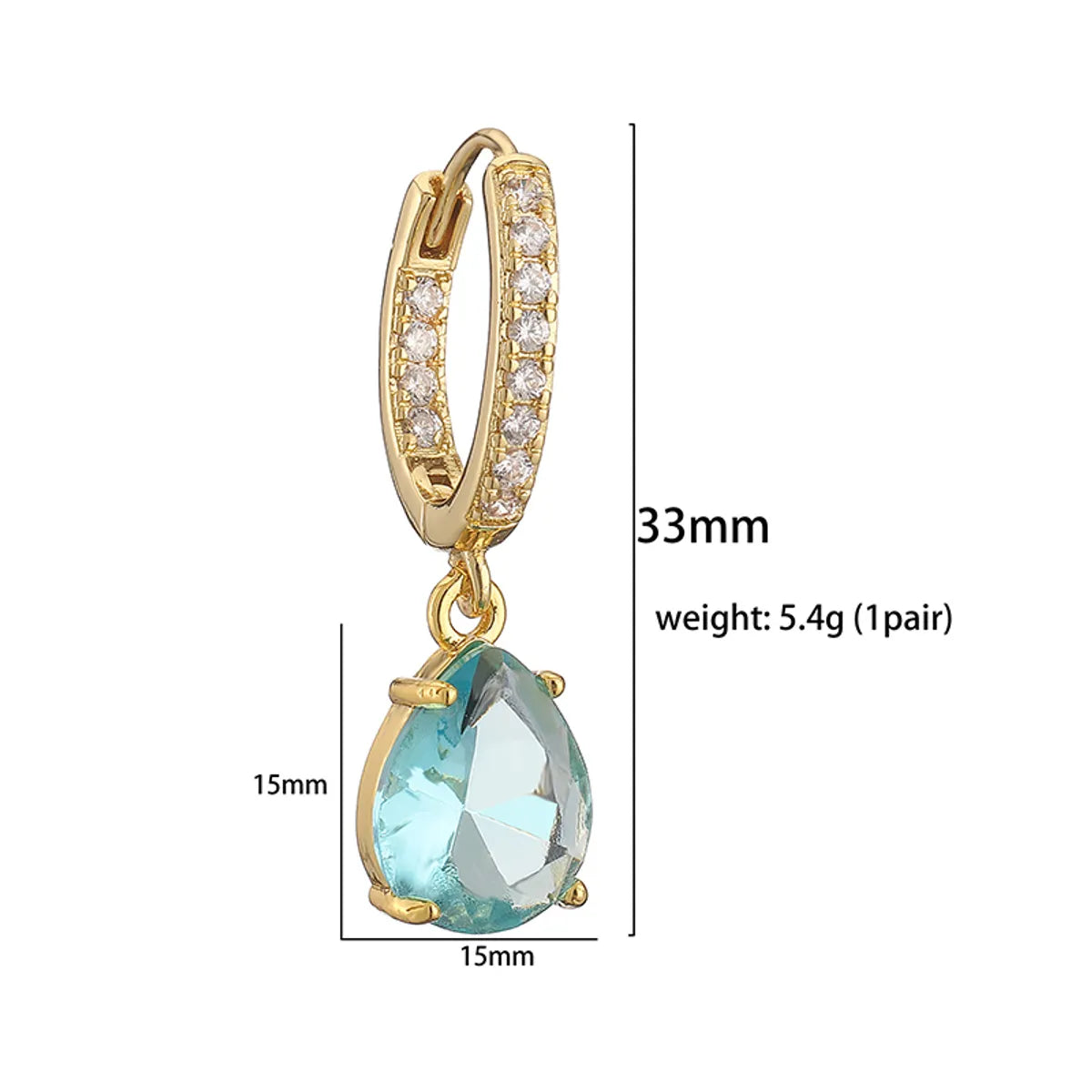 1 Pair Casual Vacation Shiny Water Droplets Plating Inlay Copper Zircon 18k Gold Plated Drop Earrings