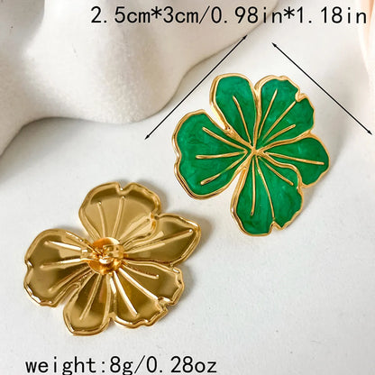 1 Pair Casual Vacation Simple Style Flower Plating 304 Stainless Steel 14K Gold Plated Ear Studs