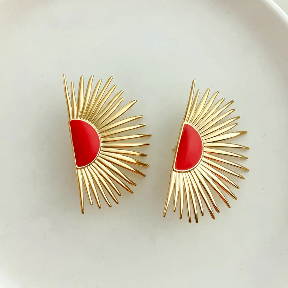 1 Pair Casual Vacation Simple Style Semicircle Enamel Plating Stainless Steel Gold Plated Ear Studs