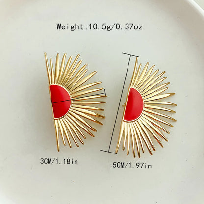 1 Pair Casual Vacation Simple Style Semicircle Enamel Plating Stainless Steel Gold Plated Ear Studs