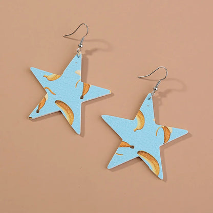 1 Pair Casual Vacation Star Fruit Imitation Leather Drop Earrings