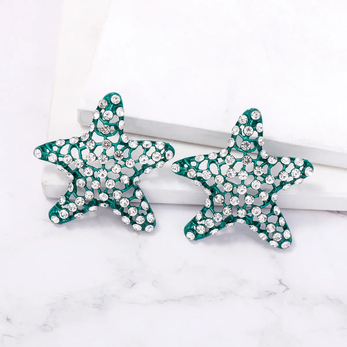 1 Pair Casual Vacation Starfish Inlay Alloy Rhinestones Ear Studs