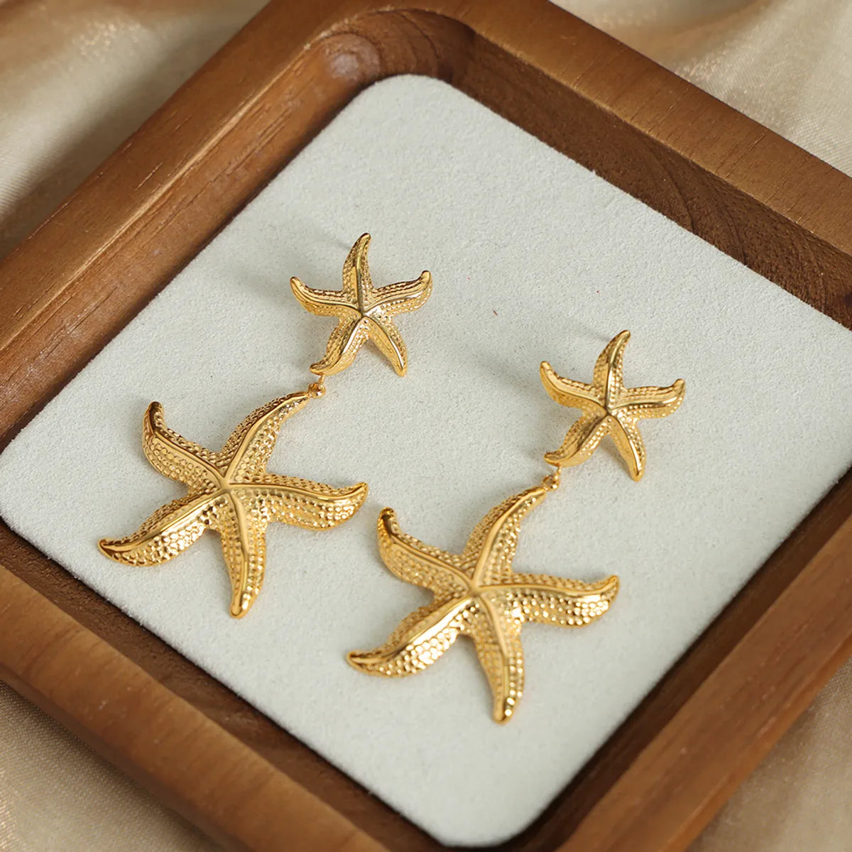 1 Pair Casual Vacation Starfish Plating Titanium Steel 18k Gold Plated Drop Earrings