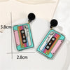 1 Pair Casual Vacation Tape Rubik'S Cube Printing Arylic Drop Earrings