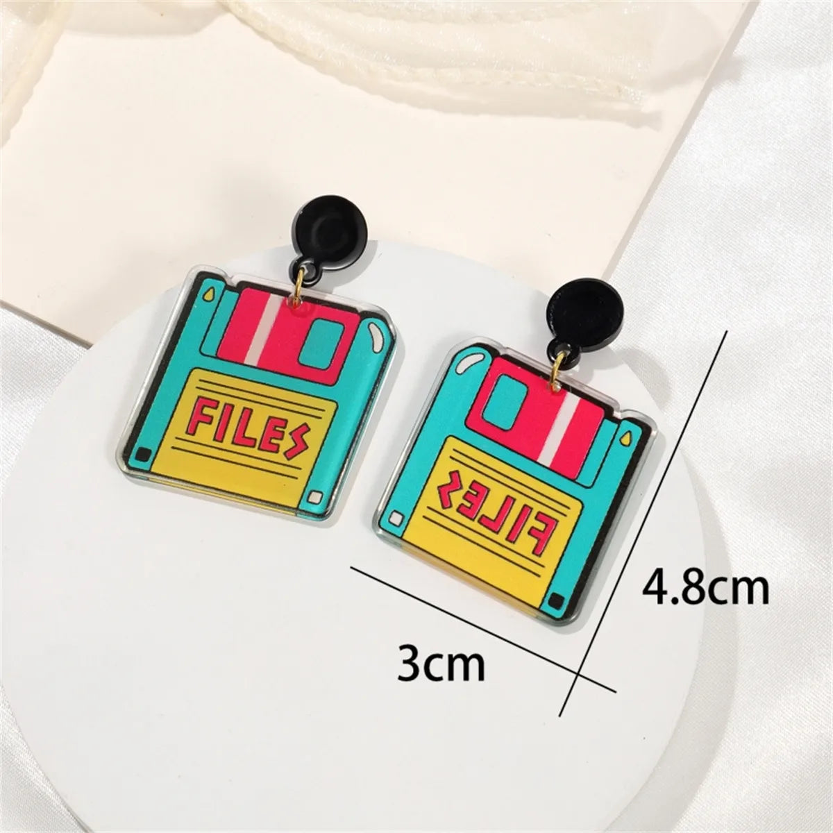 1 Pair Casual Vacation Tape Rubik'S Cube Printing Arylic Drop Earrings