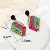 1 Pair Casual Vacation Tape Rubik'S Cube Printing Arylic Drop Earrings