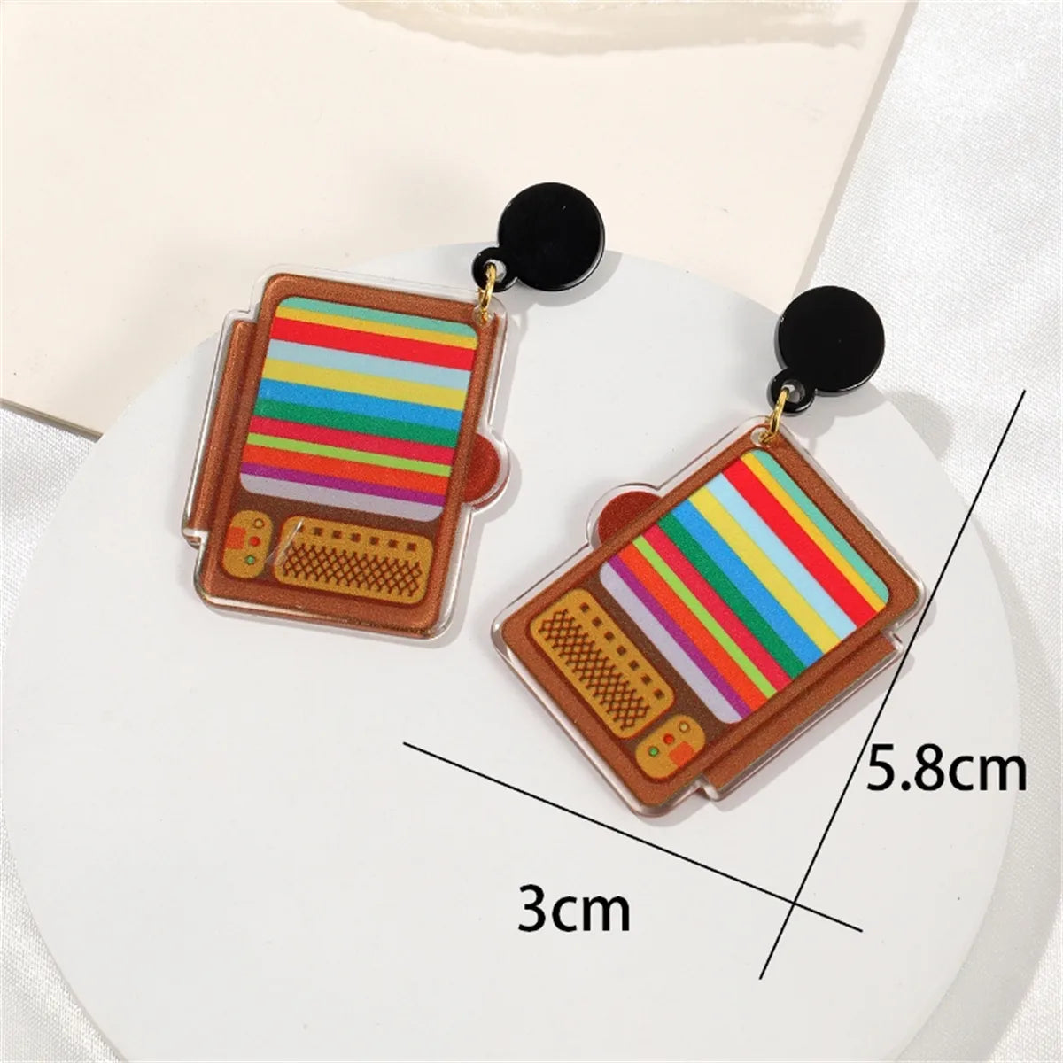 1 Pair Casual Vacation Tape Rubik'S Cube Printing Arylic Drop Earrings