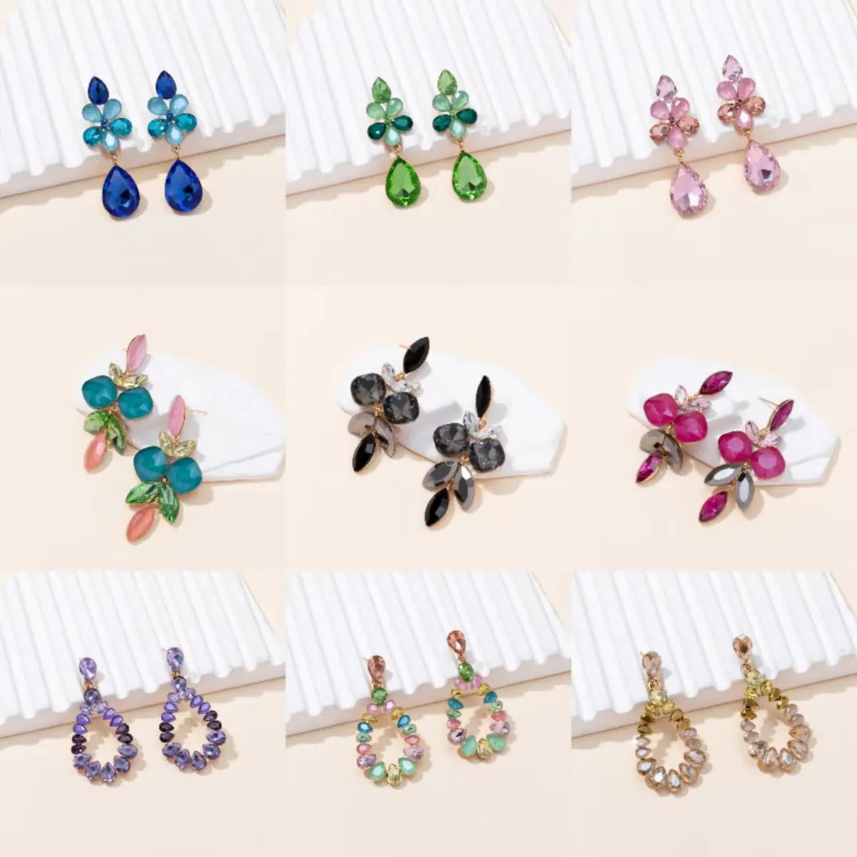 1 Pair Casual Vacation Water Droplets Alloy Glass Rhinestones Drop Earrings