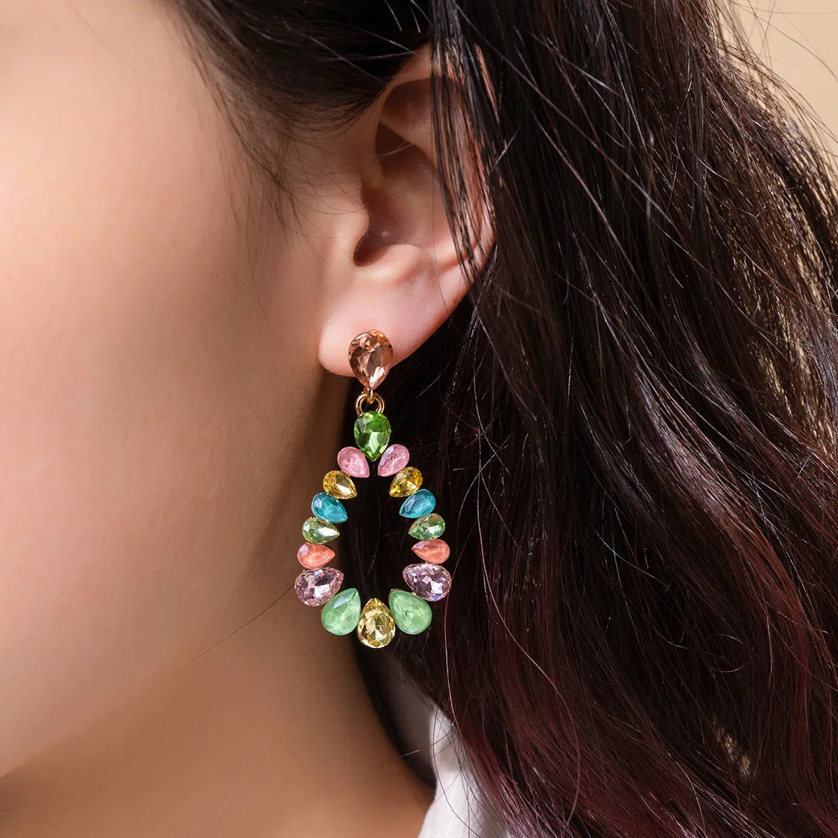 1 Pair Casual Vacation Water Droplets Alloy Glass Rhinestones Drop Earrings