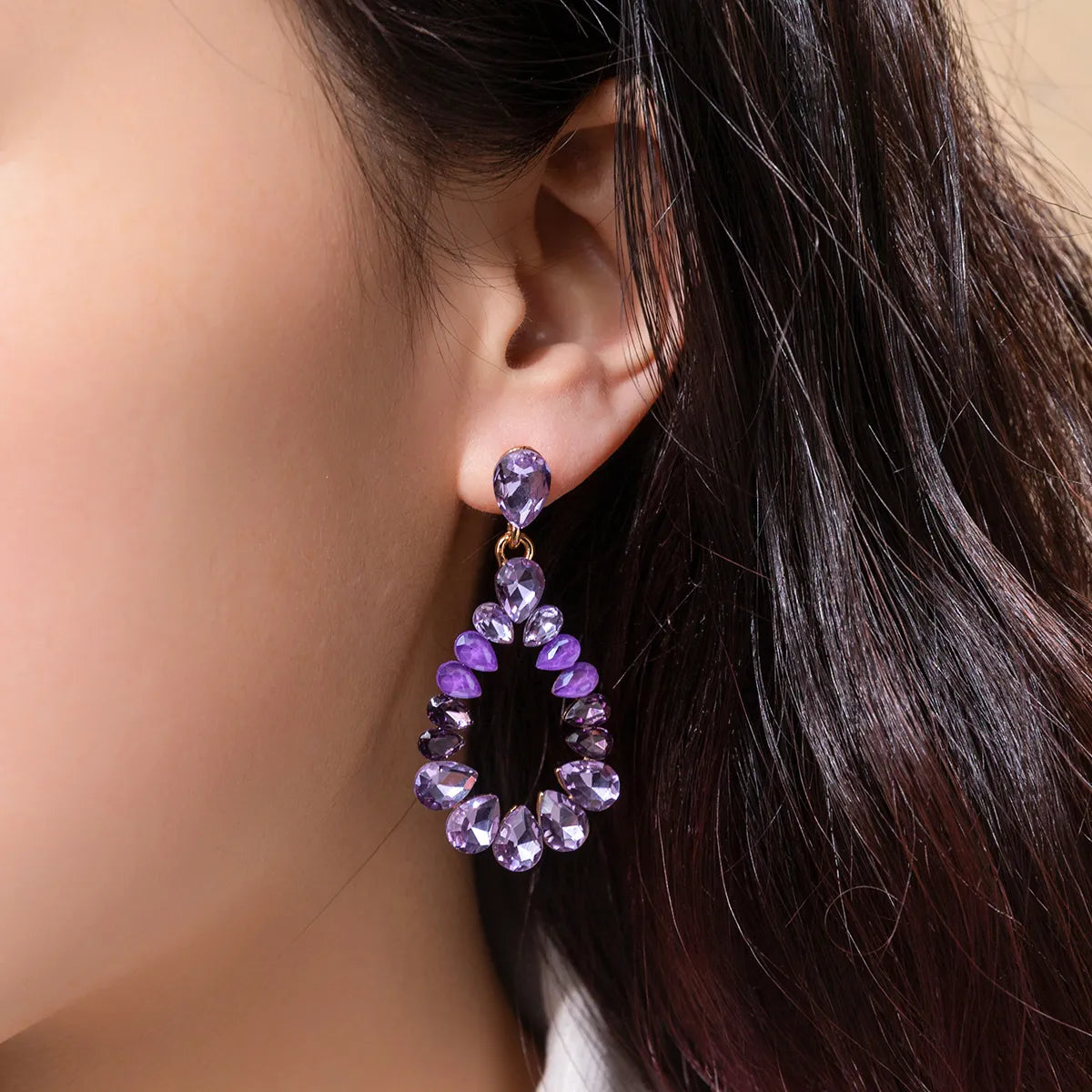 1 Pair Casual Vacation Water Droplets Alloy Glass Rhinestones Drop Earrings