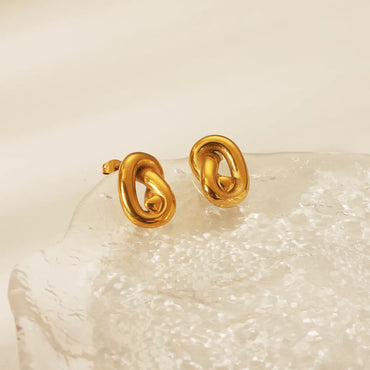 1 Pair Casual Vintage Style Knot Spiral 304 Stainless Steel 18K Gold Plated Ear Studs