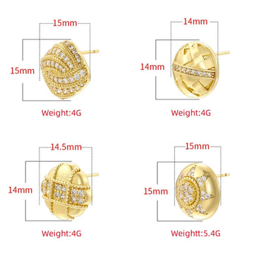 1 Pair Casual Vintage Style Round Plating Inlay Copper Zircon 18K Gold Plated Ear Studs