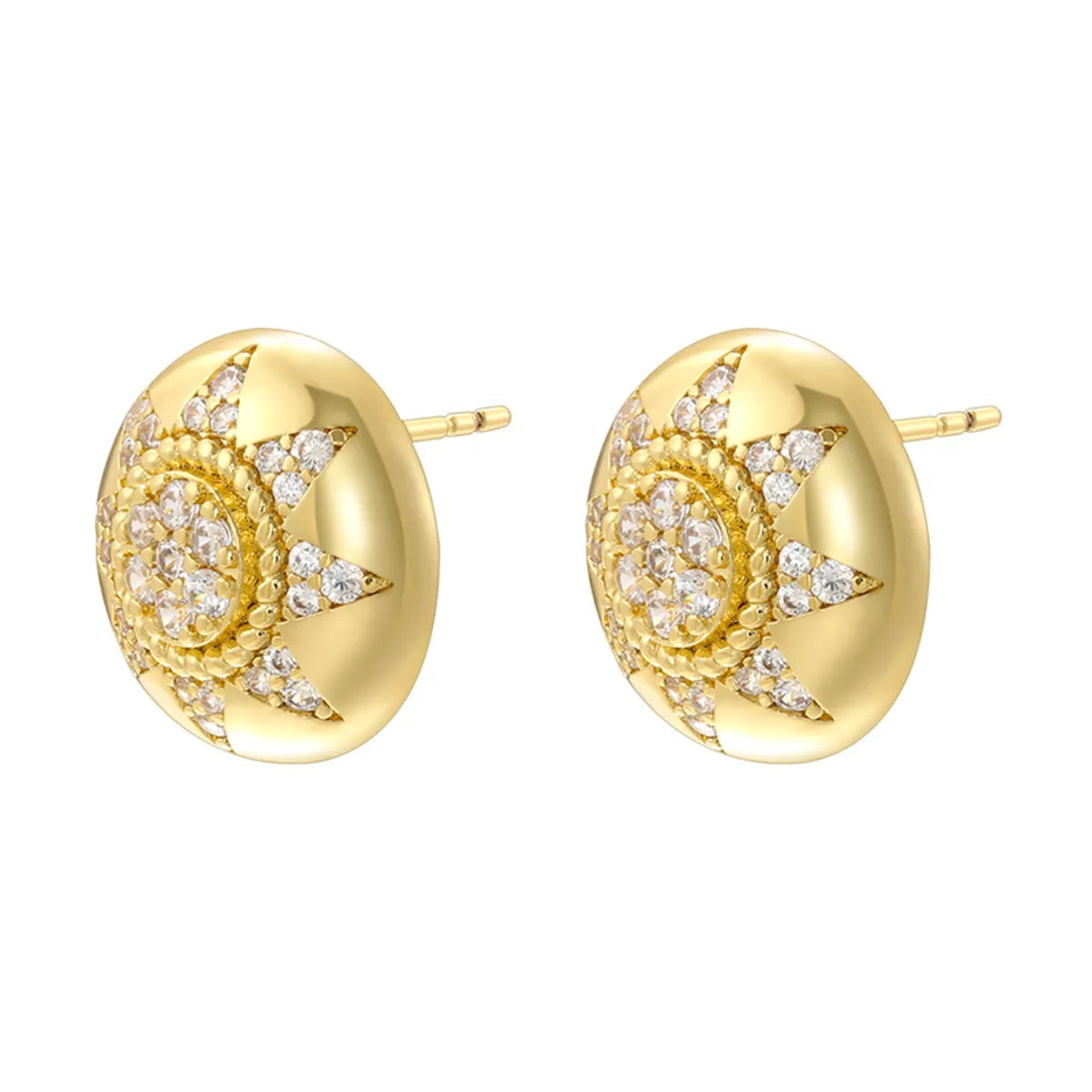 1 Pair Casual Vintage Style Round Plating Inlay Copper Zircon 18K Gold Plated Ear Studs