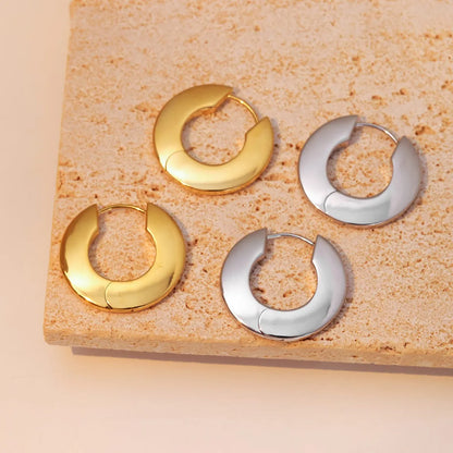 1 Pair Casual Vintage Style Round Plating Stainless Steel White Gold Plated Gold Plated Earrings