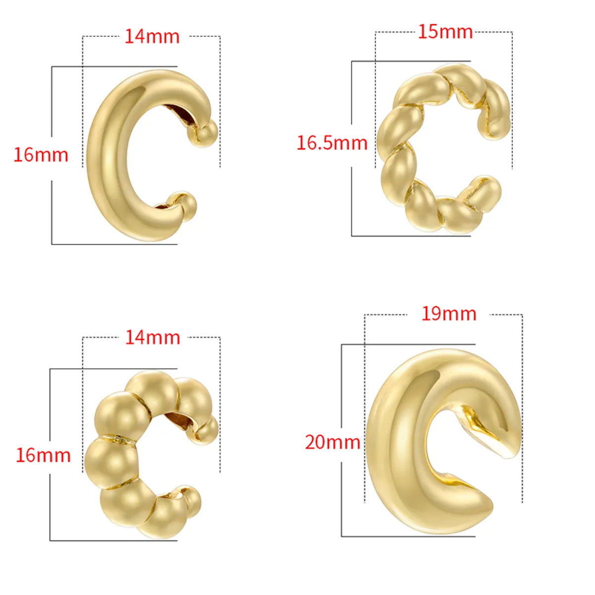 1 Pair Casual Vintage Style Simple Style C Shape Plating Copper 18k Gold Plated Earrings