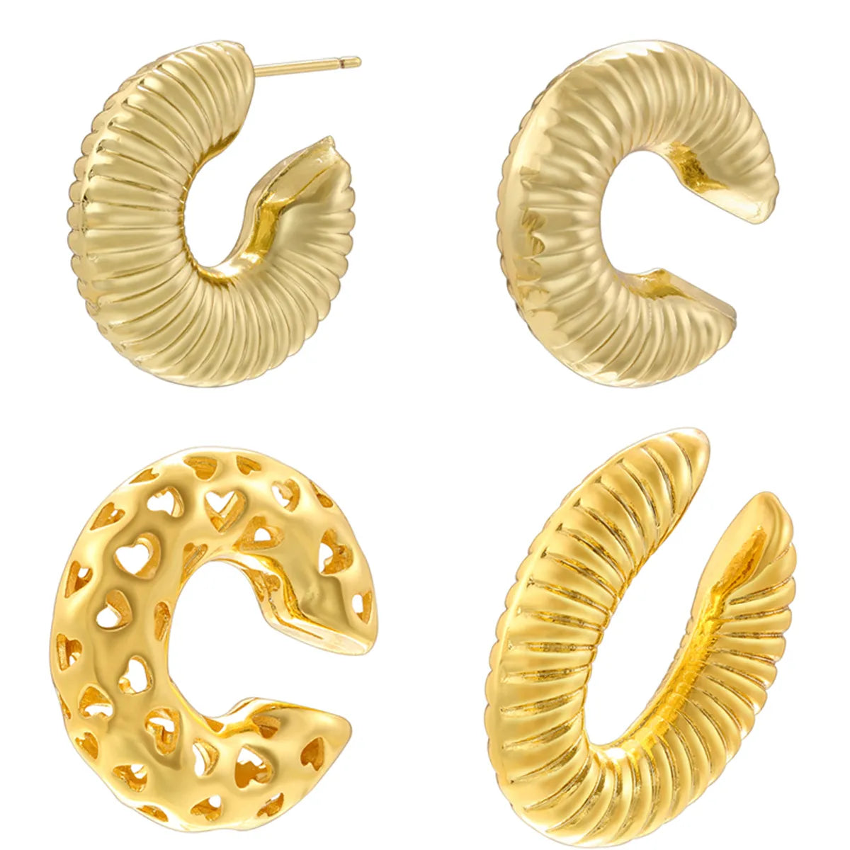 1 Pair Casual Vintage Style Simple Style C Shape Plating Copper 18k Gold Plated Earrings