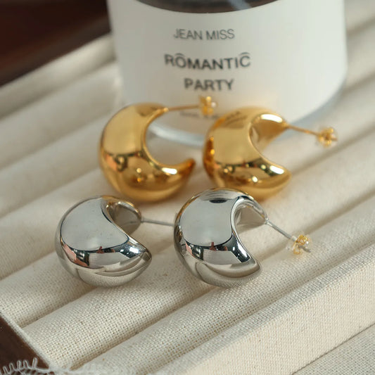 1 Pair Casual Vintage Style Simple Style C Shape Plating Three-dimensional Titanium Steel 18k Gold Plated Ear Studs