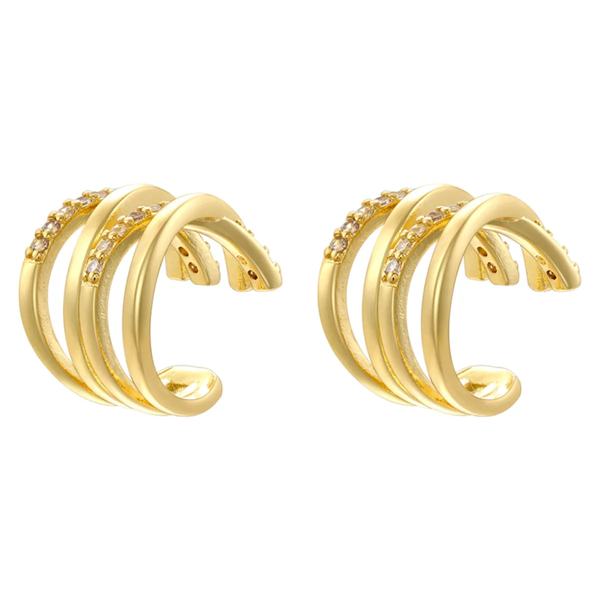 1 Pair Casual Vintage Style Simple Style Rhombus Gear Plating Inlay Copper Zircon 18K Gold Plated Ear Studs