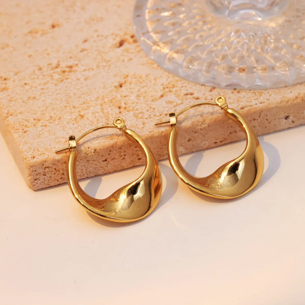 1 Pair Casual Vintage Style Solid Color Plating Stainless Steel Gold Plated Earrings